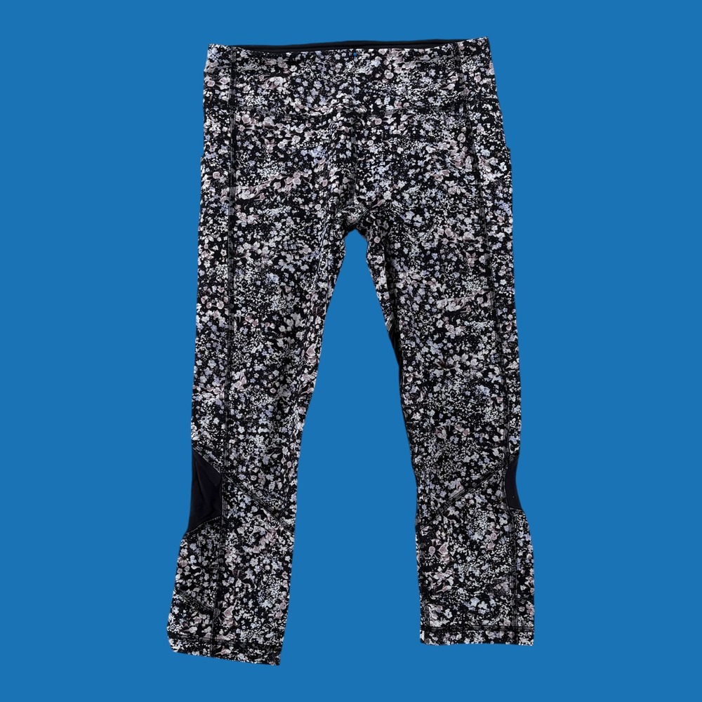 Lululemon Women's Pace Rival Crop 21" Floral Spritz Sz 6 Multi/Black Yoga Sporty